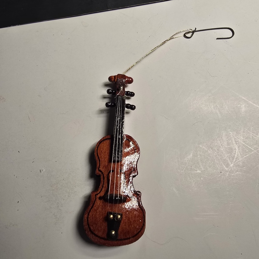 Vintage Mini Wooden Violin Ornament With Real Strings Instrument Music